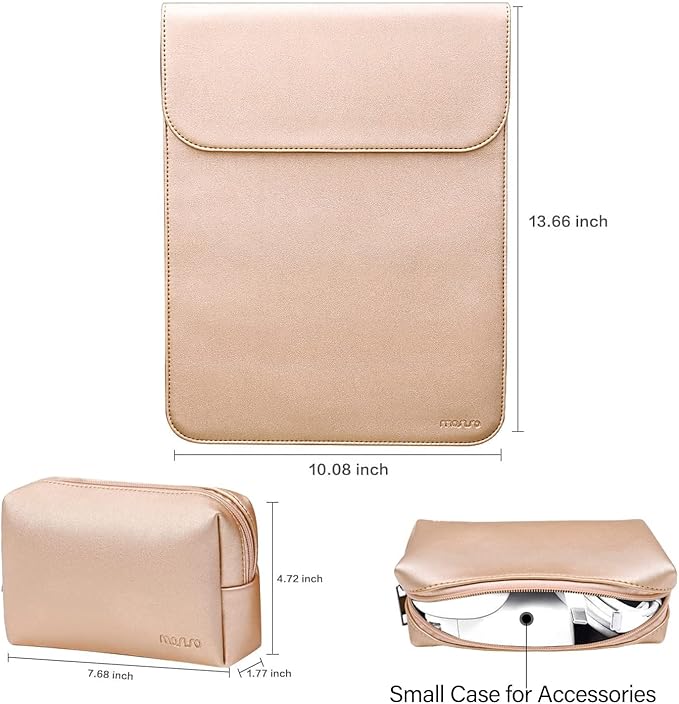 MOSISO Laptop Case 13.3 inch, 13-13.3 inch Laptop Sleeve Compatible with MacBook Neo 13 A18 Pro A3404 /Air 13/Pro 13/Pro 14 M5 M4 M3 M2 M1, Faux Suede Leather Case with Small Bag, Rose Gold