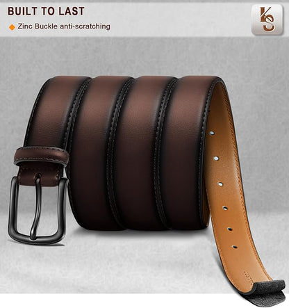 KEMISANT Men Belt-Genuine Leather Belt for Men Dress Casual Golf Jeans 1 3/8"