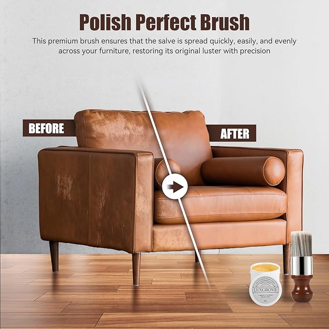 LUXGROVE® Leather & Furniture Repair Salve- Polisher, Leather Cleaner & Conditioner to Soften, Protect & Restore Leathercraft, Leathers Soap for Car Seat, Couch, Shoe, Purse, Boot & Saddles - 4oz