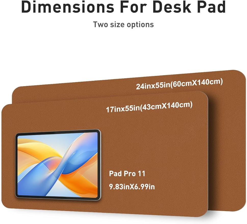 Aothia Faux Leather Desk Mat - Non-Slip PU Leather Desk Blotter, Waterproof Writing Surface, Large Desk Pad for Office & Home (Brown, 55" x 24")