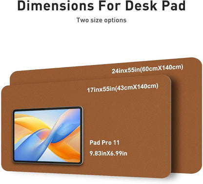 Aothia Faux Leather Desk Mat - Non-Slip PU Leather Desk Blotter, Waterproof Writing Surface, Large Desk Pad for Office & Home (Brown, 55" x 24")