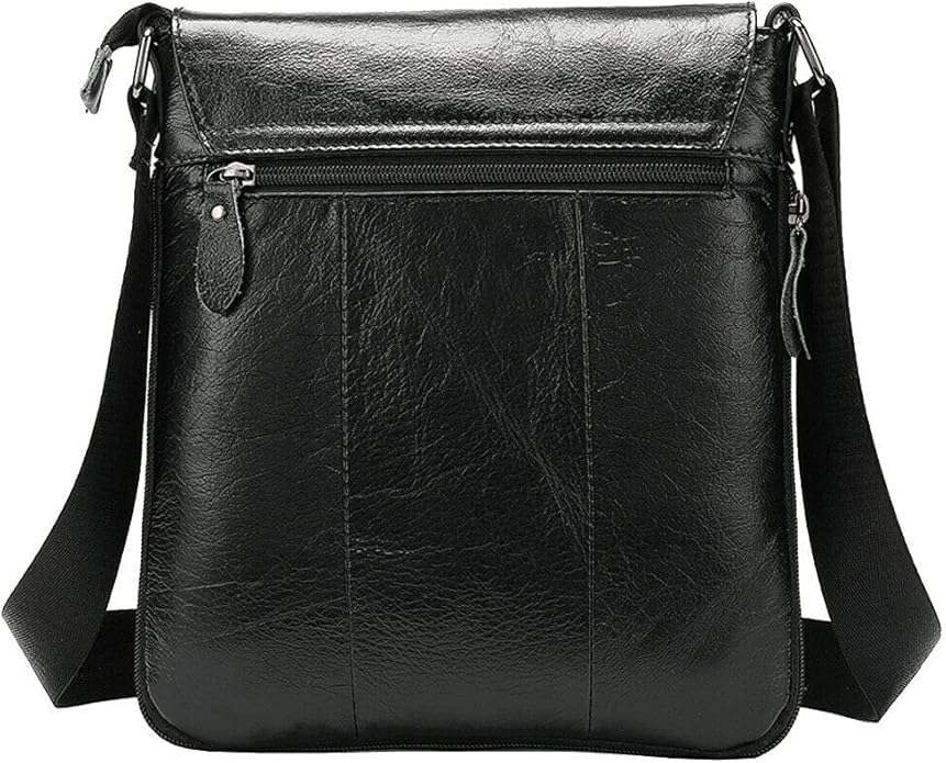 Hebetag Small Leather Sling Shoulder Bag Messenger Pack for Men Women Outdoor Travel Business