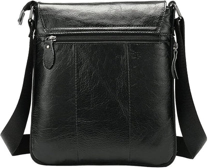Hebetag Small Leather Sling Shoulder Bag Messenger Pack for Men Women Outdoor Travel Business