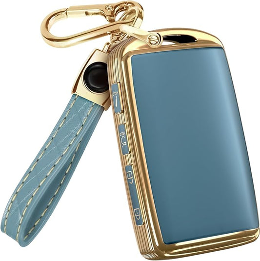 Lucrum Compatible with Mazda Key Fob Cover & Leather Keychain - TPU Case for 3, 6, CX-5 CX-9 CX-30 CX-50 CX-70 (2019-2025)