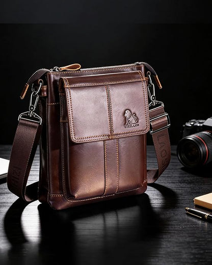 Men's Genuine Leather Crossbody Bag - Spacious & Functional & Durable Daily Use