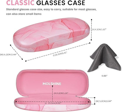 molshine Hard Shell PU Leather Glasses Case,Travel Portable Eyeglass Case for Men Women Girl Travel Study Work