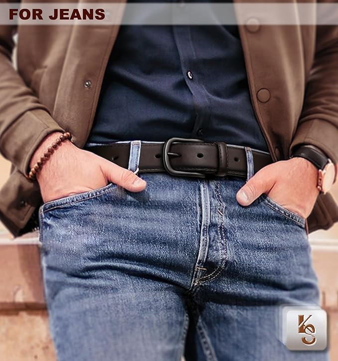 KEMISANT Men Belt-Genuine Leather Belt for Men Dress Casual Golf Jeans 1 3/8"