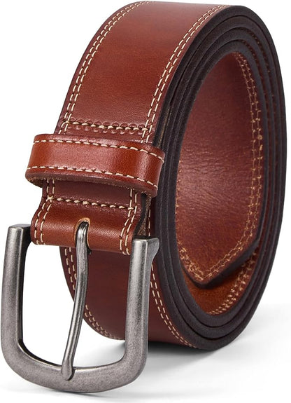 Men's Full Grain Leather Belt for Everyday Casual Jeans, 1.5" Handmade Men Leather Belts with Gift Box