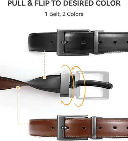 CHAOREN Reversible Belt Men 1 Piece - 1.25" Leather Dress Belt - Trim to Fit for Elegant Style