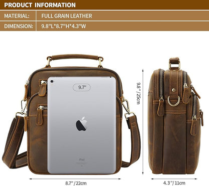 Jack&Chris Leather Messenger Bag for Men, Man Purse Crossbody Bags for Work Business