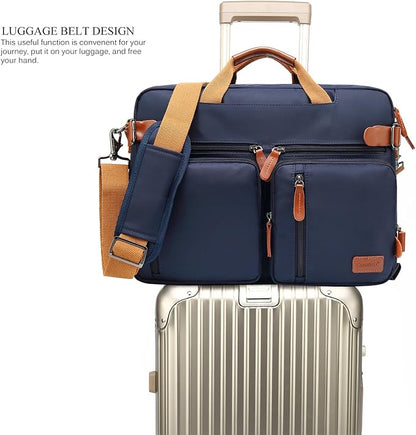CoolBELL Convertible Backpack Messenger Bag Shoulder Bag Laptop Case Handbag Business Briefcase Multi-Functional Travel Rucksack Fits 17.3 Inch Laptop for Men/Women (Blue)