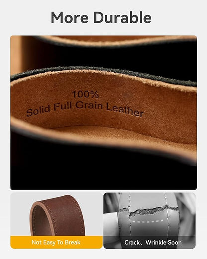 CHAOREN Ratchet Belts for Men - 1.5" Mens Belt Genuine Leather for Causual Jeans - Customizable Style, Versatile Fit