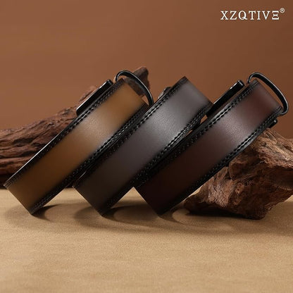 XZQTIVE Men’s Metal Free Belt Hypoallergenic Leather Belts For Jeans Dress Nickle Free TSA Belt With Black Buckle