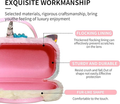 PERFECTSIGHT Hard Shell Eyeglasses Case, PU Leather Protective Glasses Case, Cute Eyeglass Case for Women Men Girls