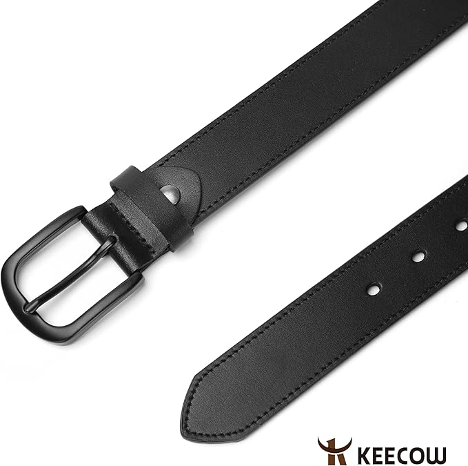 KEECOW Men's 100% Italian Cow Leather Belt Men With Anti-Scratch Buckle,Packed in a Box