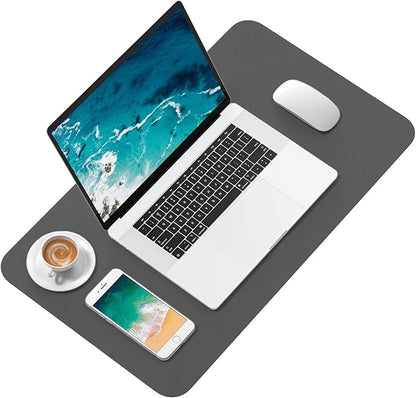Hsurbtra Desk Pad, 23.6" x 13.8" PU Leather Desk Mat, M Extended Mouse Pad, Waterproof Desktop Blotter Protector, Non-Slip Ultra Thin Small Laptop Keyboard Writing Mat for Office Home, Dark Gray