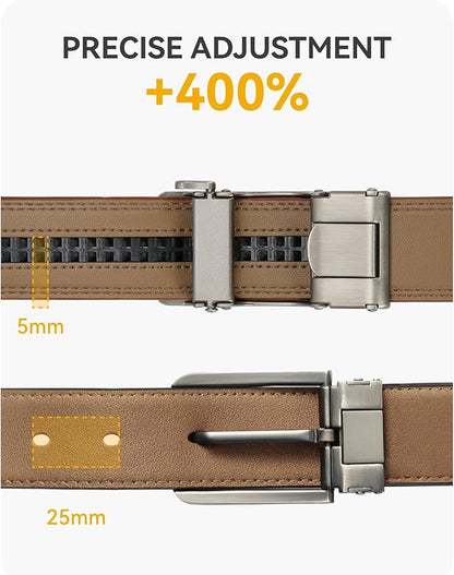 CHAOREN Mens Belt Leather Ratchet Belt - Customizable Fit, Effortless Style (35mm)