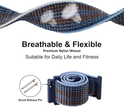 WOCCI 22mm Adjustable Nylon Watch Band, Quick Release Sport Loop Strap (Storm)