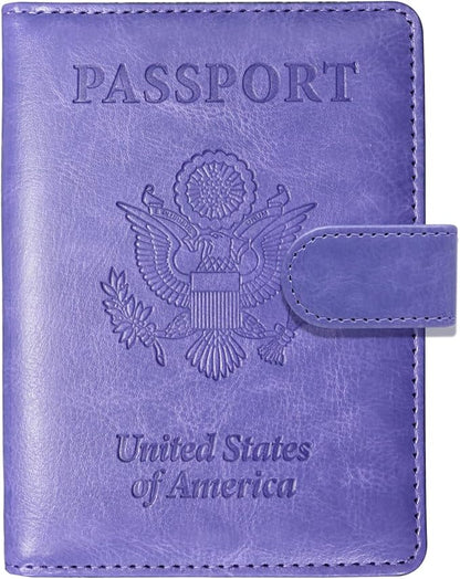 Sizobi Passport Holder for Travel, RFID Passport Cover Wallet for Women Men, Leather Passport Book Card Holder Case for International Travel Must Haves Accessories,Cruise Ship Essentials Gifts, Purple