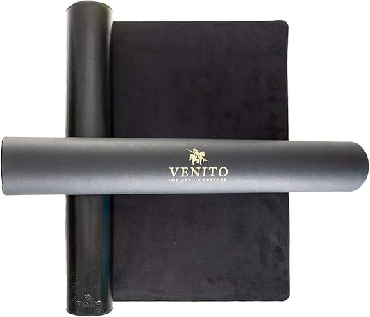 Venito Premium Leather Desk Mat (36 X 19 inch) - Large Mouse Mat for Home Office Accessories (Rustic Black)*