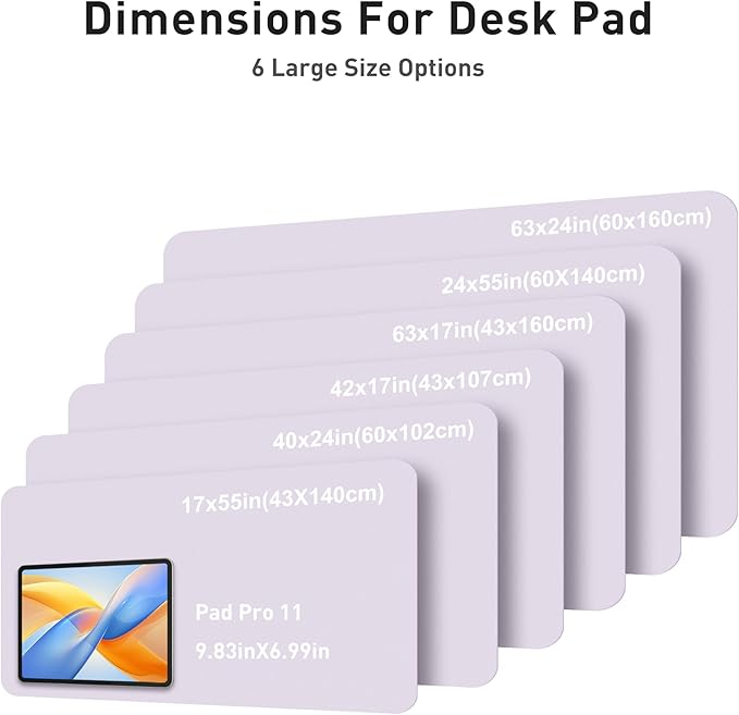 Aothia Faux Leather Desk Mat - Large Mouse Pad, Non-Slip PU Leather Blotter, Waterproof Writing Surface for Office and Home (Soft Lavender, 42" x 17")