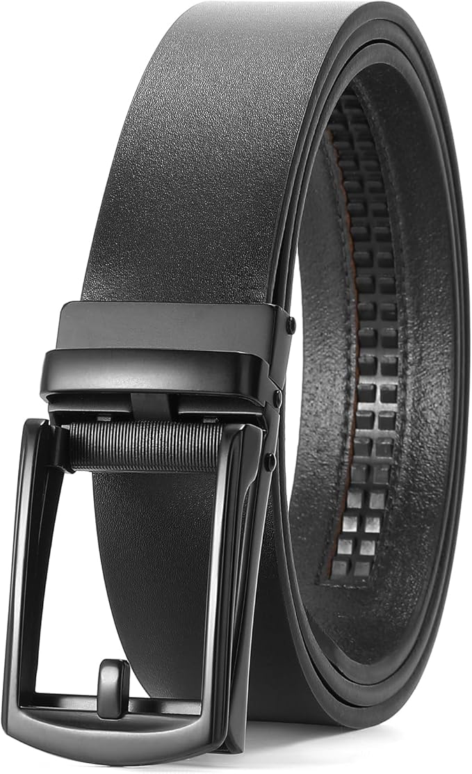 SENDEFN Men's Leather Dress Casual Belt 1 3/8" Automatic Adjustable Click Buckle Belts with Gift Box