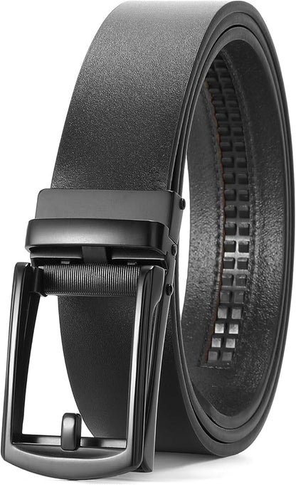 SENDEFN Men's Leather Dress Casual Belt 1 3/8" Automatic Adjustable Click Buckle Belts with Gift Box