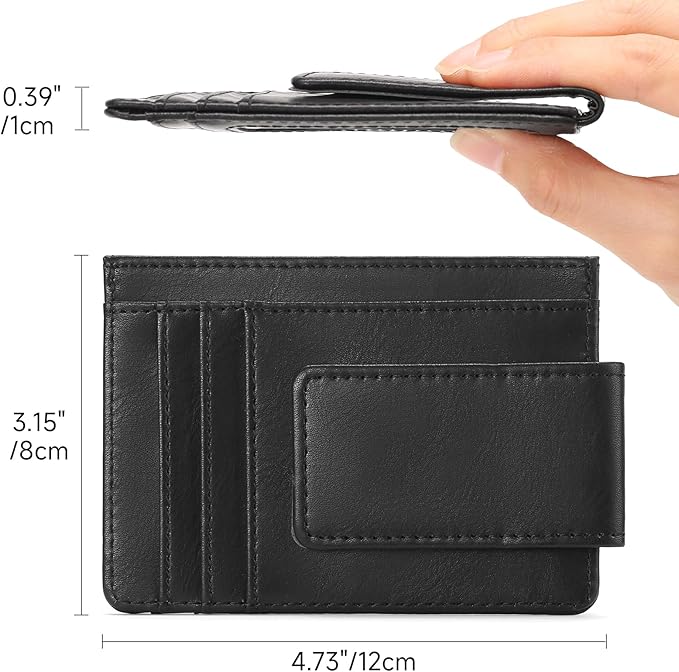 Magnetic Closure Slim Wallet for Men Leather RFID Blocking Minimalist Front Pocket Money Clip Wallet Credit Card Holder