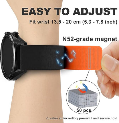 WOCCI Magnetic Watch Bands, Wood Grain Silicone, Quick Release, Compatible Watch Lug 20mm 22mm