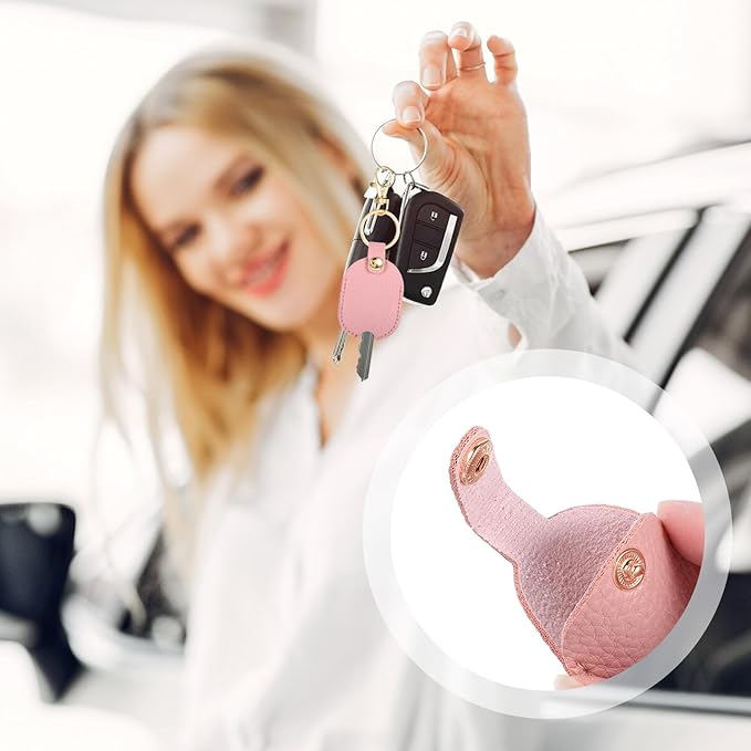 2Pcs Leather Car Key Cover Keychain Car Key Holder Leather Keychain Vintage Keys Fob Cover Stylish Keys Covers Caps Sleeve Broken Cars Loop Replacement Keychains Case Pouch Protector for Women Men