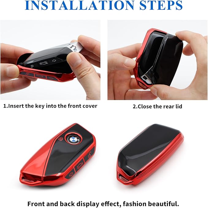 Creativity Advanced soft TPU key Cover Suitable for BMW 2023-2026 New 5 7 Series iX XM IX3 i7 X1 X5 X6 X7 key (Red)