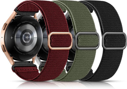 Lerobo Elastic Bands Compatible with Samsung Galaxy Watch 8 7 6 5 4 40mm 44mm/Galaxy Watch 8 Classic 6 4 Classic 43mm 47mm 42mm 46mm/5 Pro Band 45mm/Active 2,3 Pack 20mm Adjustable Nylon Sport Band