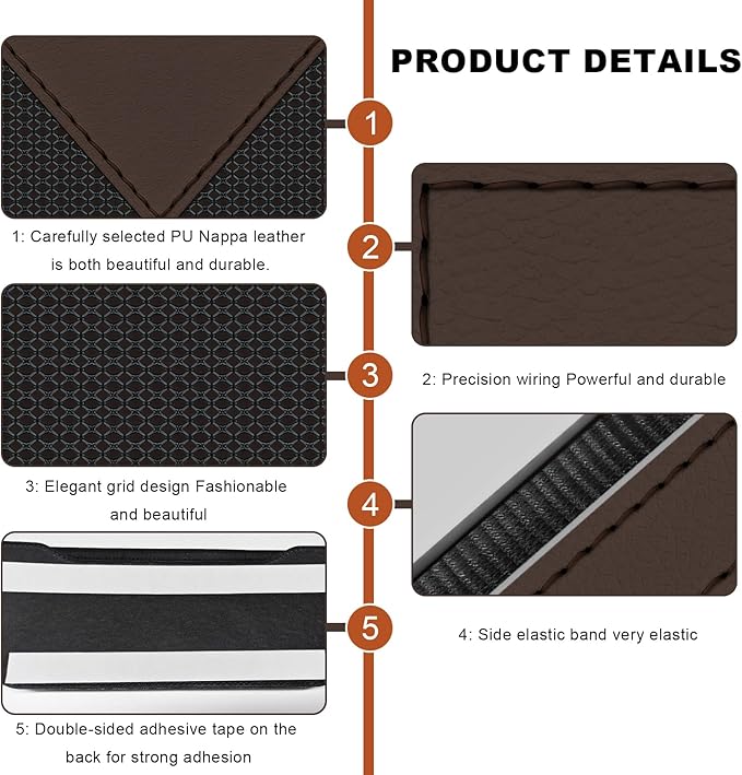 Car Sunglasses Case, PU Leather Pocket Self-Adhesive Storage Pouch for Vehicle Door Window Console, Multifunctional Vehicle Interior Organizer for Glasses Phones Wallets Keys (Brown)
