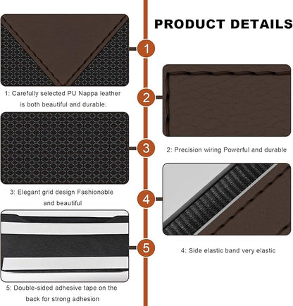 Car Sunglasses Case, PU Leather Pocket Self-Adhesive Storage Pouch for Vehicle Door Window Console, Multifunctional Vehicle Interior Organizer for Glasses Phones Wallets Keys (Brown)