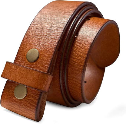 100% One-Piece Full Grain Leather Belt Straps with No Slot Hole/Slot Hole/Heavy-Duty, Multi Options 1-1/2" (38mm) Wide