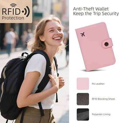 ZOPPEN Passport Holder Women, Passport Cover Travel Wallet Rfid Blocking Passport Wallet Cover Case Travel Essentials Document Organizer, Pink