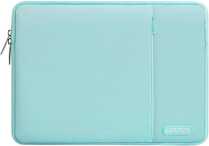 MOSISO Laptop Case 14 inch, 14 inch Laptop Sleeve Compatible with HP Lenovo Dell ASUS Acer, HP Stream, Dell Latitude, Lenovo IdeaPad, Polyester Vertical Computer Sleeve Bag with Pocket, Mint Blue