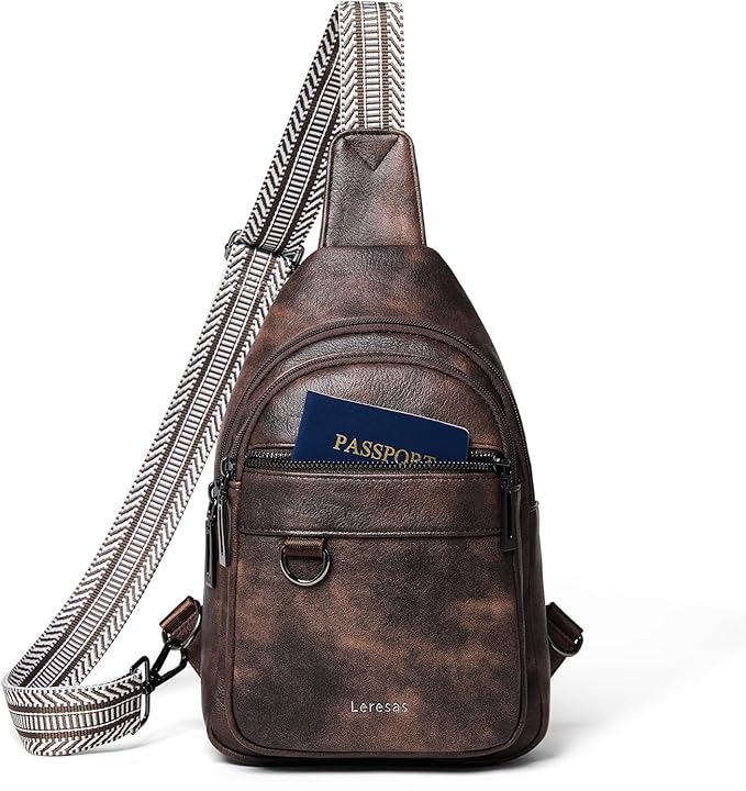 Leresas 7L Sling Bag for Women Men Vegan Leather Crossbody Bags Fanny Pack Purse Backpack Over Shoulder Bag Travel Anti Theft