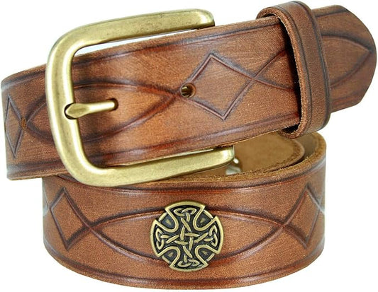 Genuine Full Grain Western Engraved Tooled Leather Strap or Belt 1-1/2" Wide