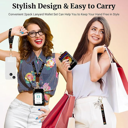 2-in-1 ID Badge Holder & Lanyard Wallet,Multi Use Womens Small Wallet with Zipper Pocket for Women Men with Wristlet and Neck Lanyard 5 Card Slots Work Essential (Be Kind)