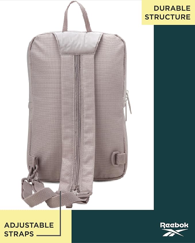 Reebok Unisex Crossbody Sling Bags – Compact Convertible Strap Cross Body Bag Travel Sling Bag - Gym & Travel Essential, Mikayla Stucco