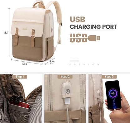 LOVEVOOK Laptop Backpack Purse for Women Fashion Vintage Computer Backpack 17 Inch Large Teacher Nurse Backpack Casual Daypack for Travel Business Work College