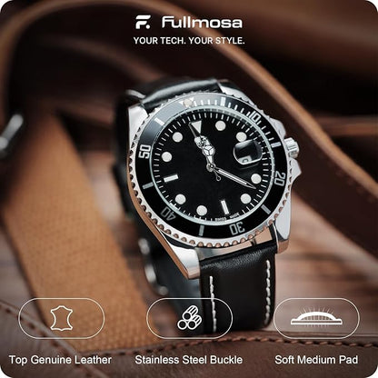 Fullmosa Watch Band, Quick Release Leather Watch Strap for Men Women, Replacement Bands Width 12mm 14mm 16mm 18mm 19mm 20mm 21mm 22mm 24mm