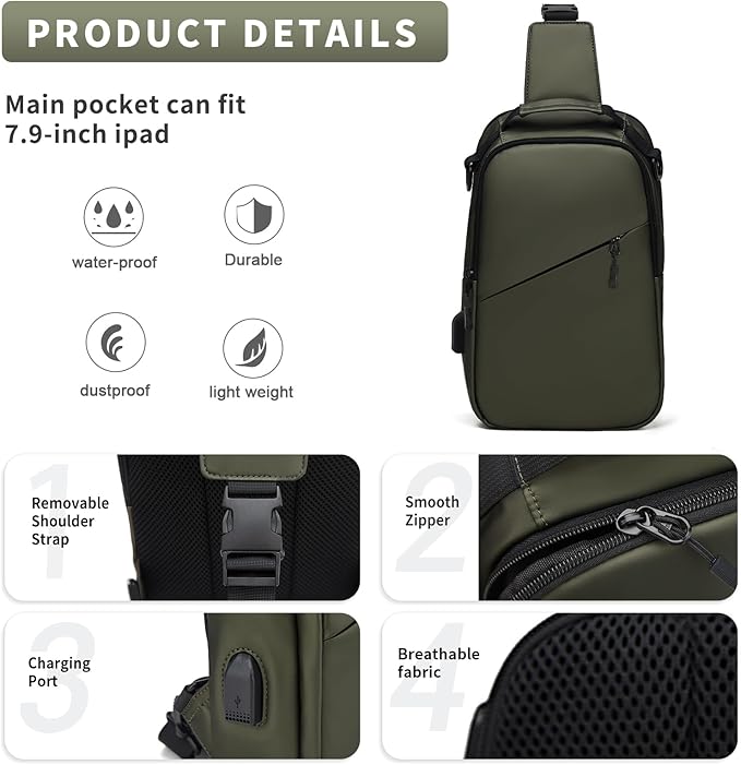 Messenger bag for Men,Small Sling Crossbody Backpack Shoulder Bag for Men Women,canvas Strap Backpack Sling Bag