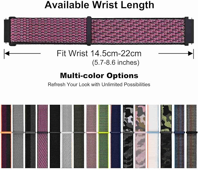 WOCCI 18mm Adjustable Nylon Watch Band, Quick Release Sport Loop Strap (Ripe Plum)