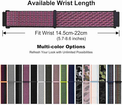 WOCCI 22mm Adjustable Nylon Watch Band, Quick Release Sport Loop Strap (Ripe Plum)