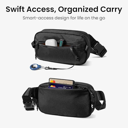 tomtoc 1.5L X-Pac Sling Bag with RFID Blocking, Crossbody Bag Minimalist Chest Shoulder Pack for Men/Women, Water-resistant Lightweight Casual Funny Pack for Travel, Daily Commute