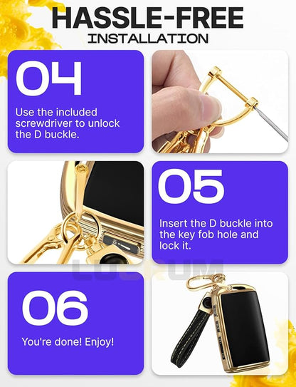 Lucrum Compatible with Mazda Key Fob Cover & Leather Keychain - TPU Case for 3, 6, CX-5 CX-9 CX-30 CX-50 CX-70 (2019-2025)