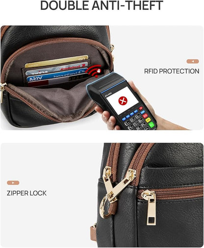 CHOLISS Anti Theft Small Sling Bag for Women and Men RFID Leather Crossbody Bags Fanny Pack Chest Bag Travel Purse Daypacks