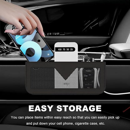 Car Sunglasses Case, PU Leather Pocket Self-Adhesive Storage Pouch for Vehicle Door Window Console, Multifunctional Vehicle Interior Organizer for Glasses Phones Wallets Keys (Black)